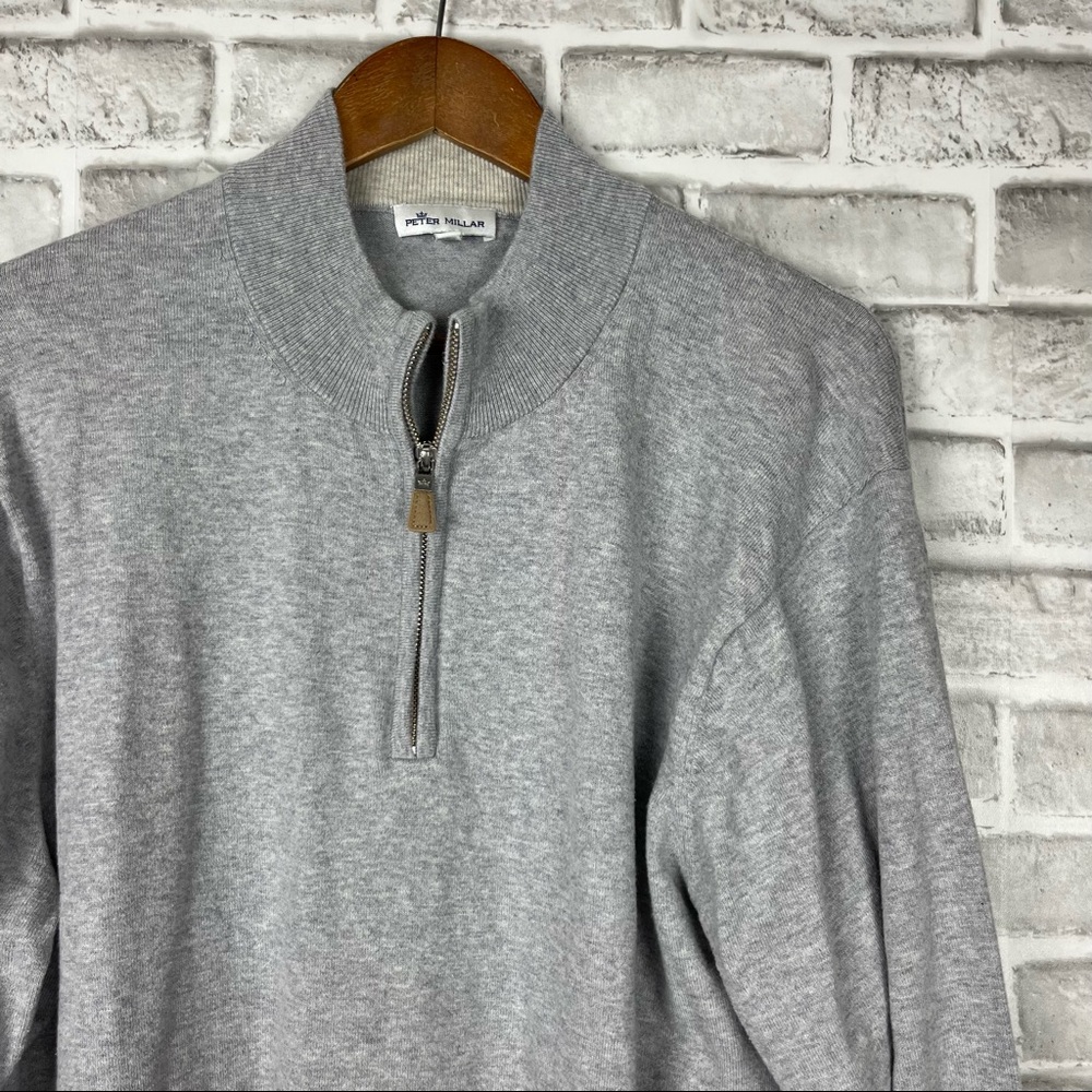 Peter Millar Light Heather Grey Silk Cashmere Blend Popover Soft Sweater Sz XL
